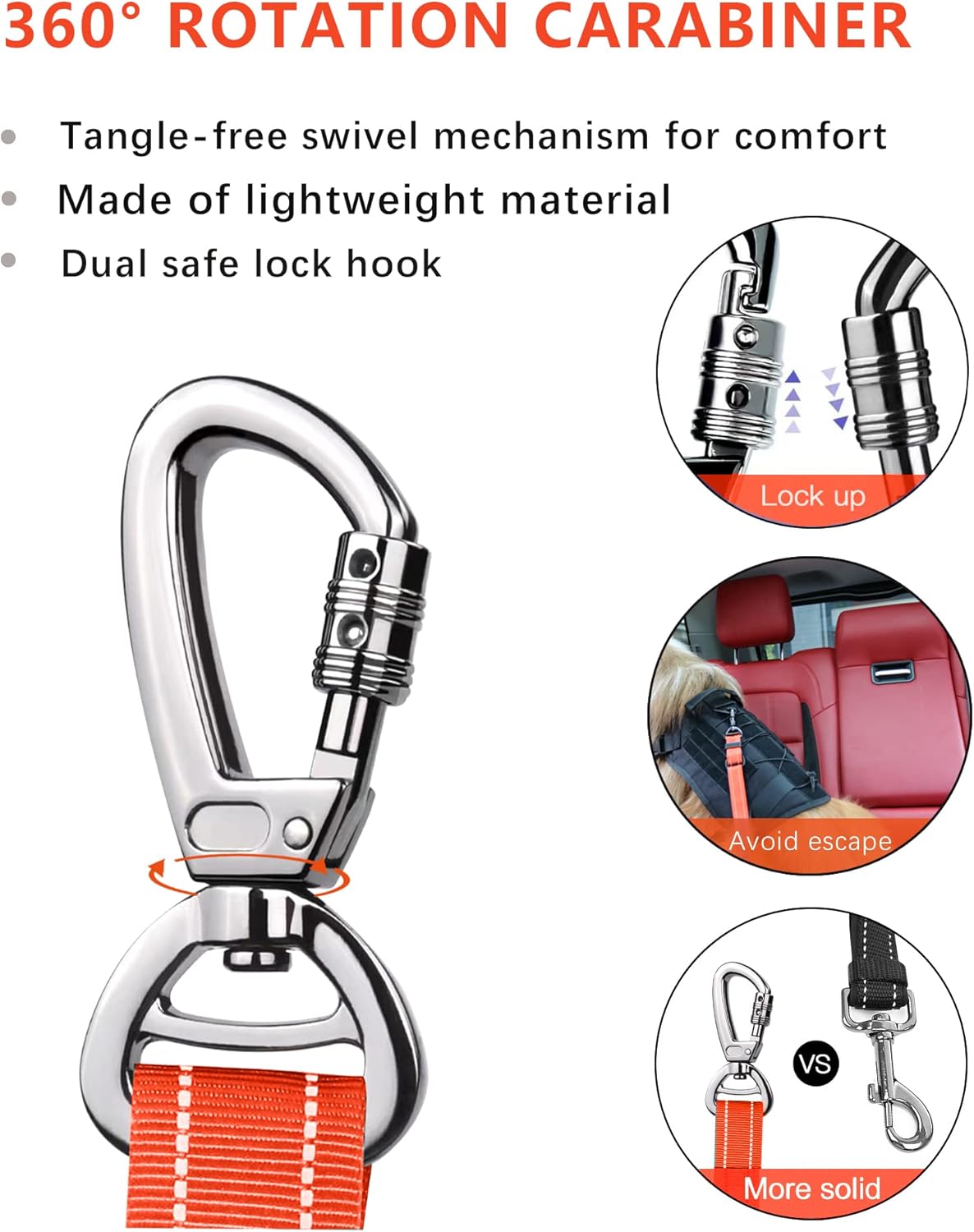 AUBELL Dog Seat Belt for Car,Updated 3-in-1 Adjustable Reflective Bungee Heavy Duty Dog Car Harness