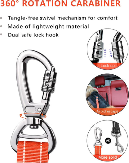 AUBELL Dog Seat Belt for Car,Updated 3-in-1 Adjustable Reflective Bungee Heavy Duty Dog Car Harness