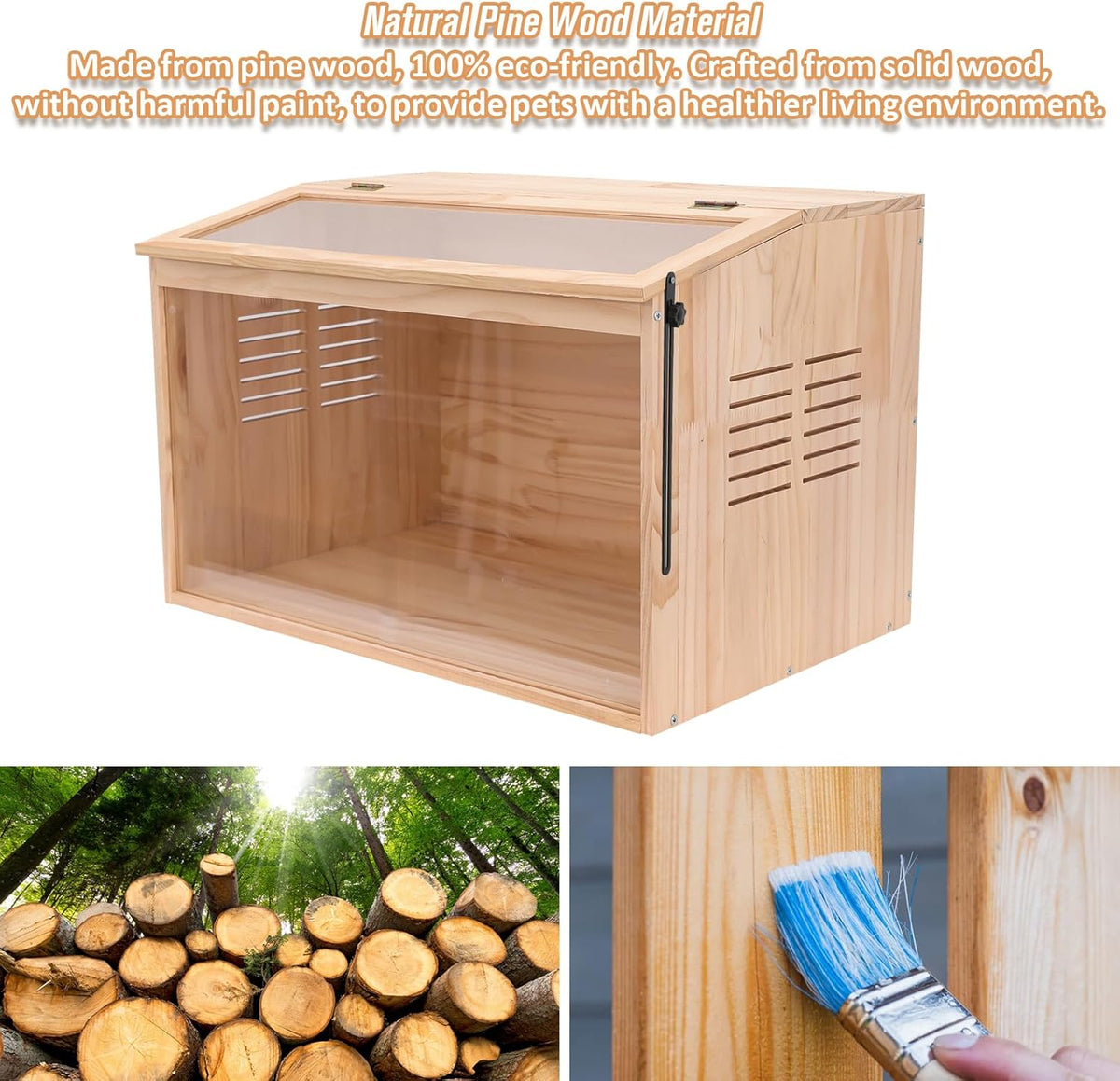 Wooden Hamster Cage,24" Lx16 Wx16 H,Animal Cabinet for Dwarf Syrian Hamsters Degus, Hamster Habitat