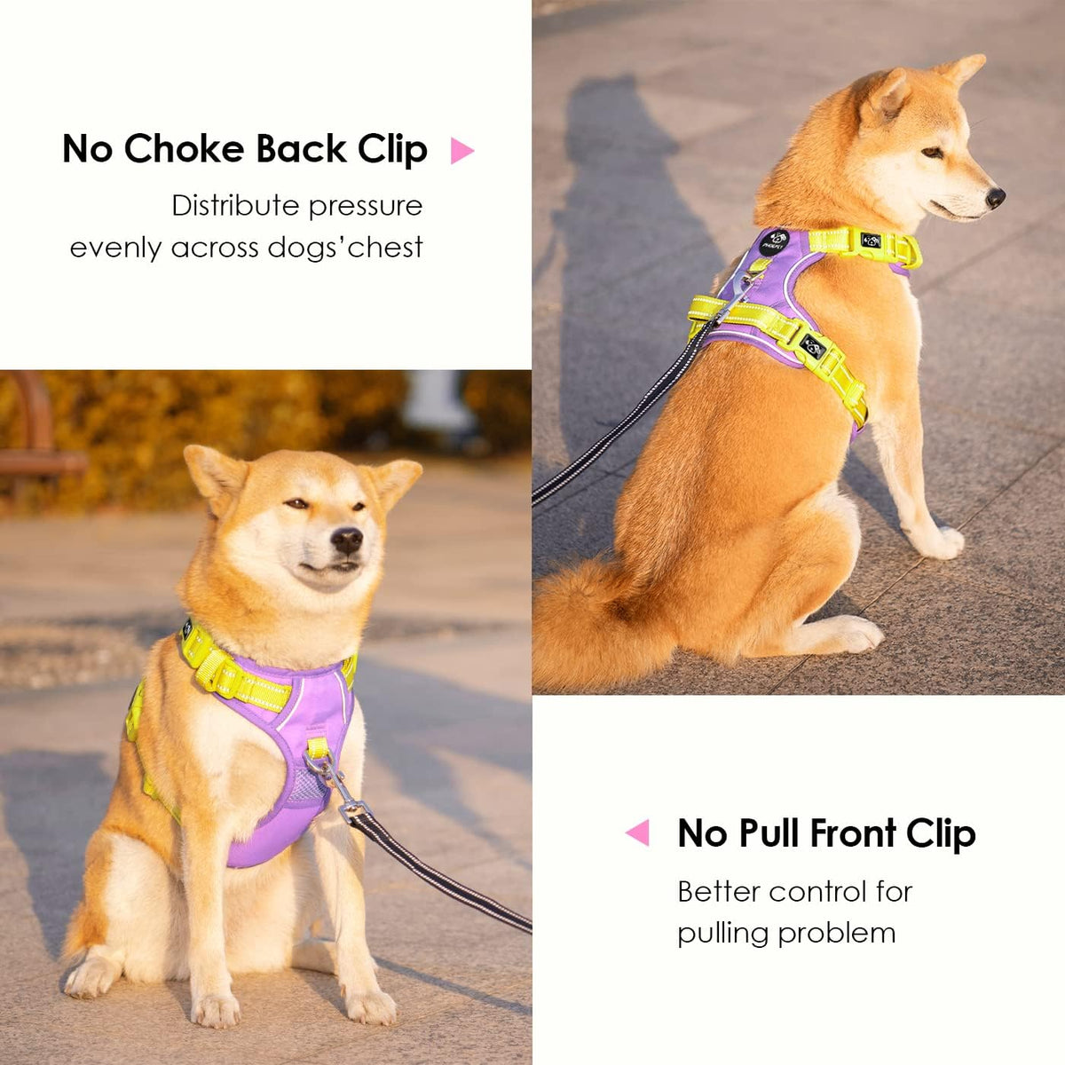 PHOEPET No Pull Dog Harness, Unique Colors Reflective Adjustable Dog Vest, with Soft Training