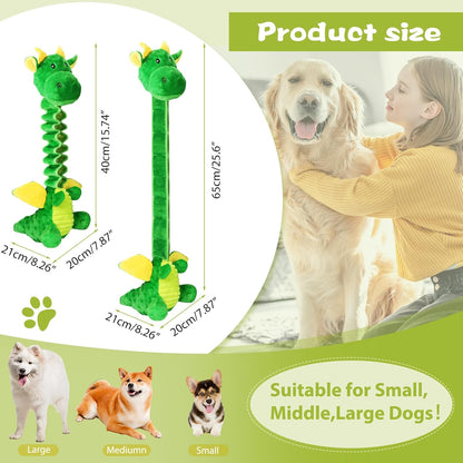 Large Squeaky Dog Toys, Tug-of-War Puppy Toys with Crinkle Paper, Stuffed Plush Animal Dog Toys to