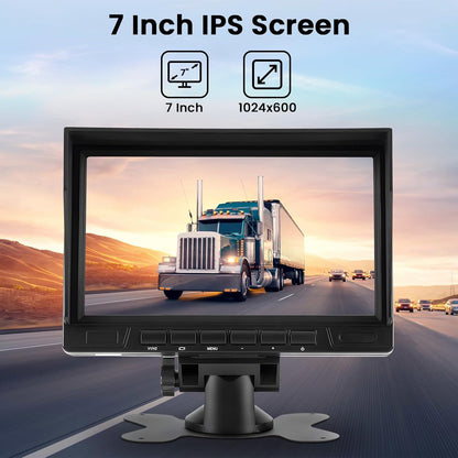 Hikity Dual Backup Camera Monitor Kit, 7'' 1080P RV Reverse Camera System for Trucks, SUV, Bus