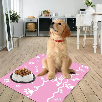 Personalized Dog Cat Feeding Mat Custom Pet Food Mat Waterproof Non-Slip Customized Puppy Name
