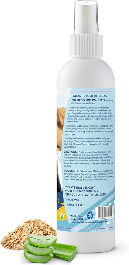 Waterless Shampoo for Small Critters - 8oz Fragrance Free, Cruelty Free Dry Shampoo - No Rinse for