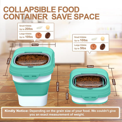 Dog Food Storage Container, 10lb to 13lb Collapsible Dog Cat Food Containers with Airtight Clear
