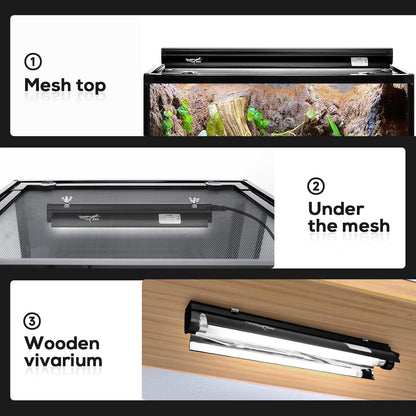 T5 Reptile Light Fixture Combo Kit 8W Light Fixture Reptile Terrarium Hood 10.0 UVB Light Bulb