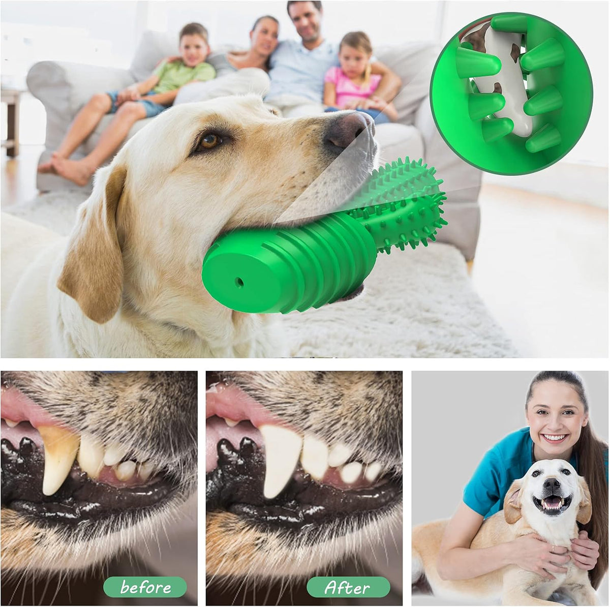 Dog Chew Toys Dog Toothbrush Stick Teeth Cleaning Brush Dental for Medium Large Dog, Puppy
