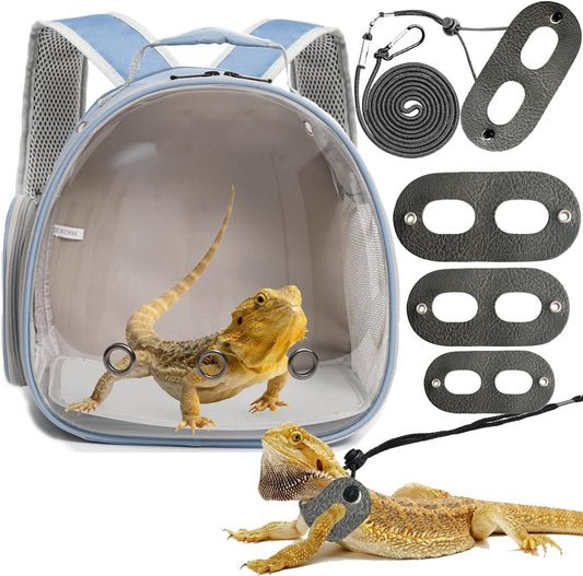 Bearded Dragon Travel Backpack with Harness and Leash Set,Lizard Backpack Travel Carrier,Space