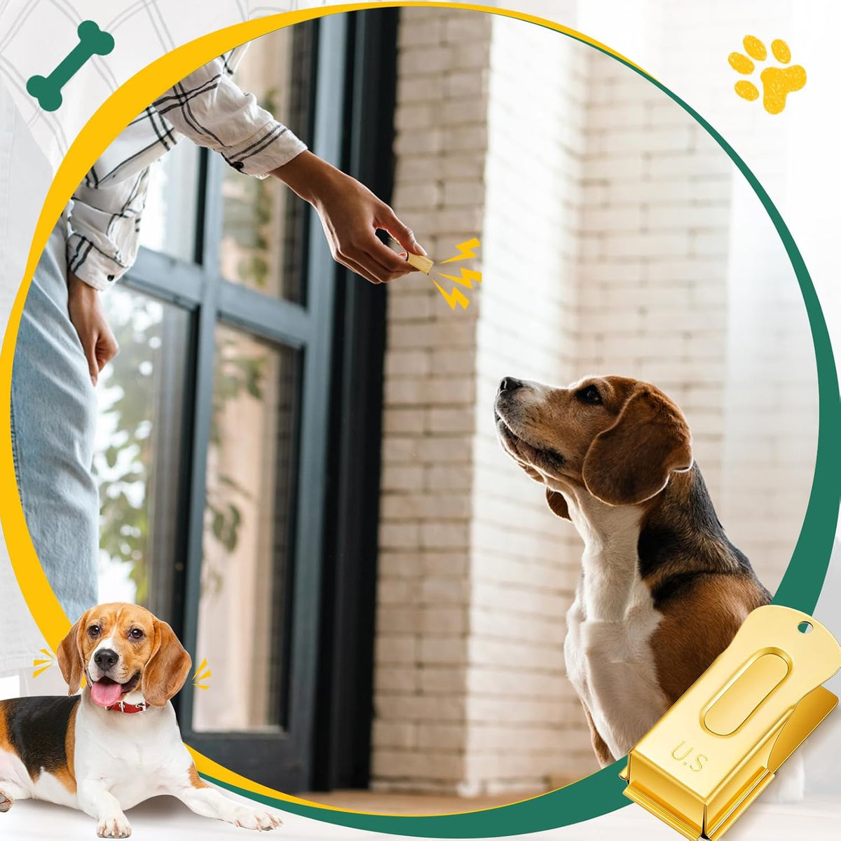 2 Pieces Brass Pet Training Clicker Signaling Cricket Clicker Metal Dog Clicker for Puppy Cats
