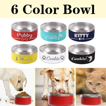 42OZ Personalized Dog Bowl Laser Engraved Custom Pet Name 18/32/42/64 oz No Slip Stainless Steel