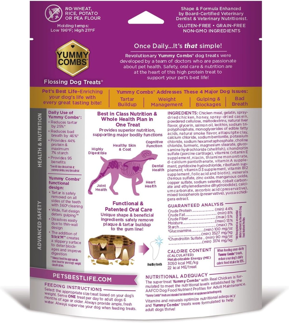 Dog Dental Treats – Vet VOHC Approved, Removes Tartar & Cleans Teeth – Yummy High Protein Chicken