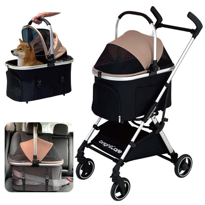 3-in-1 Small Pet Carrier with Stroller for Small Dogs & Cats Under 20 lb – Removable Carrier
