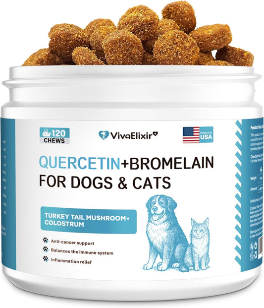 Quercetin for Dogs with Bromelain - Dog Allergy & Itch Relief Chews, Balanced Immune System – Skin