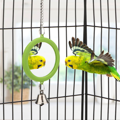 Hypeety Pet Bird Mirror with Bell Interactive Parrot Toy Bird Cage Mirror for Cockatiel Parakeets