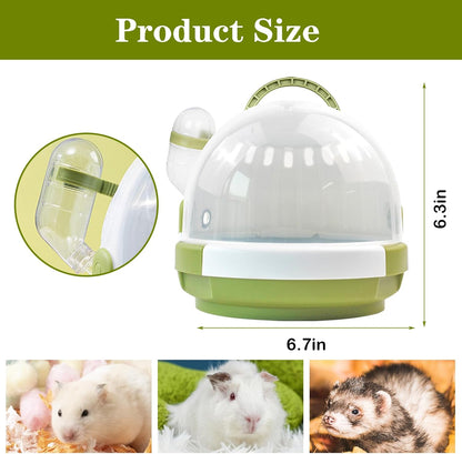 Hamster Carrier Cage with Water Bottle,Portable Dwarf Hamster Travel Carrier Plastic Guinea Pig