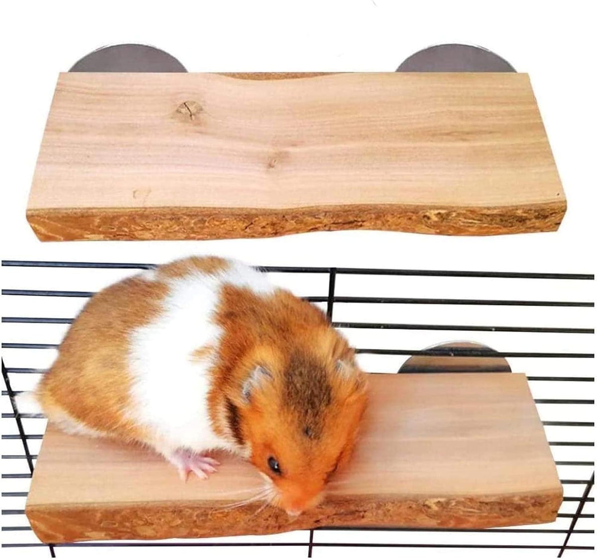2Pcs Hamster Ledges Wooden Platform Rat Climb Platform Shelf Bird Perch Stand Toys Cage Accessories