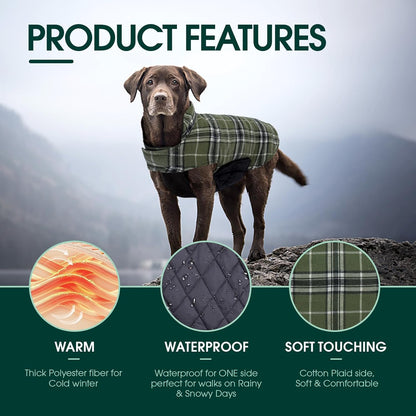 Kuoser Waterproof Dog Coat, Reversible Dog Jacket for Small Dogs, Adjustable Durable Doggie Winter