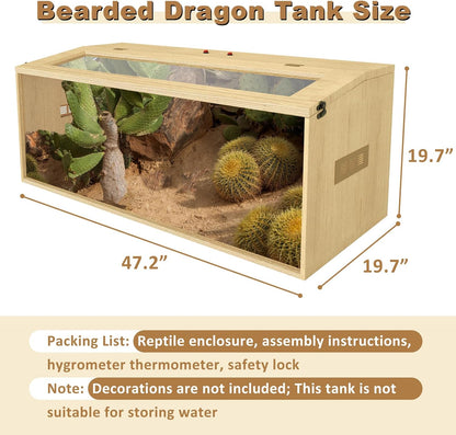 80 Gallon Reptile Terrarium, Large Snake Enclosure, Lizard and Leopard Gecko Tank With Openable