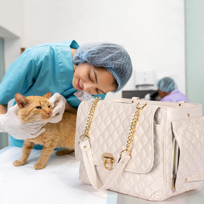 Fashion Pet Carrier Dogs Cat Small Animals Purse Bag, Leather Pet Carriers Dog Puppy Kitten Tote