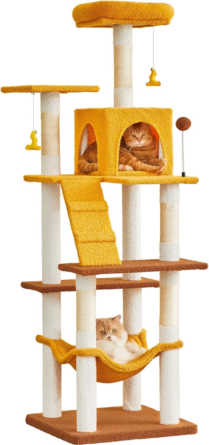 MWPO Cat Tree, 63.8-Inch Cat Tower for Indoor Cats, Multi-Level Cat Condo with 5 Scratching Posts