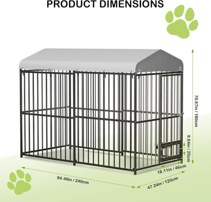 8x4x6 FT Outdoor Dog Kennel,Heavy-Duty Enclosures Outside with UV-Resistant Waterproof Roof Cover