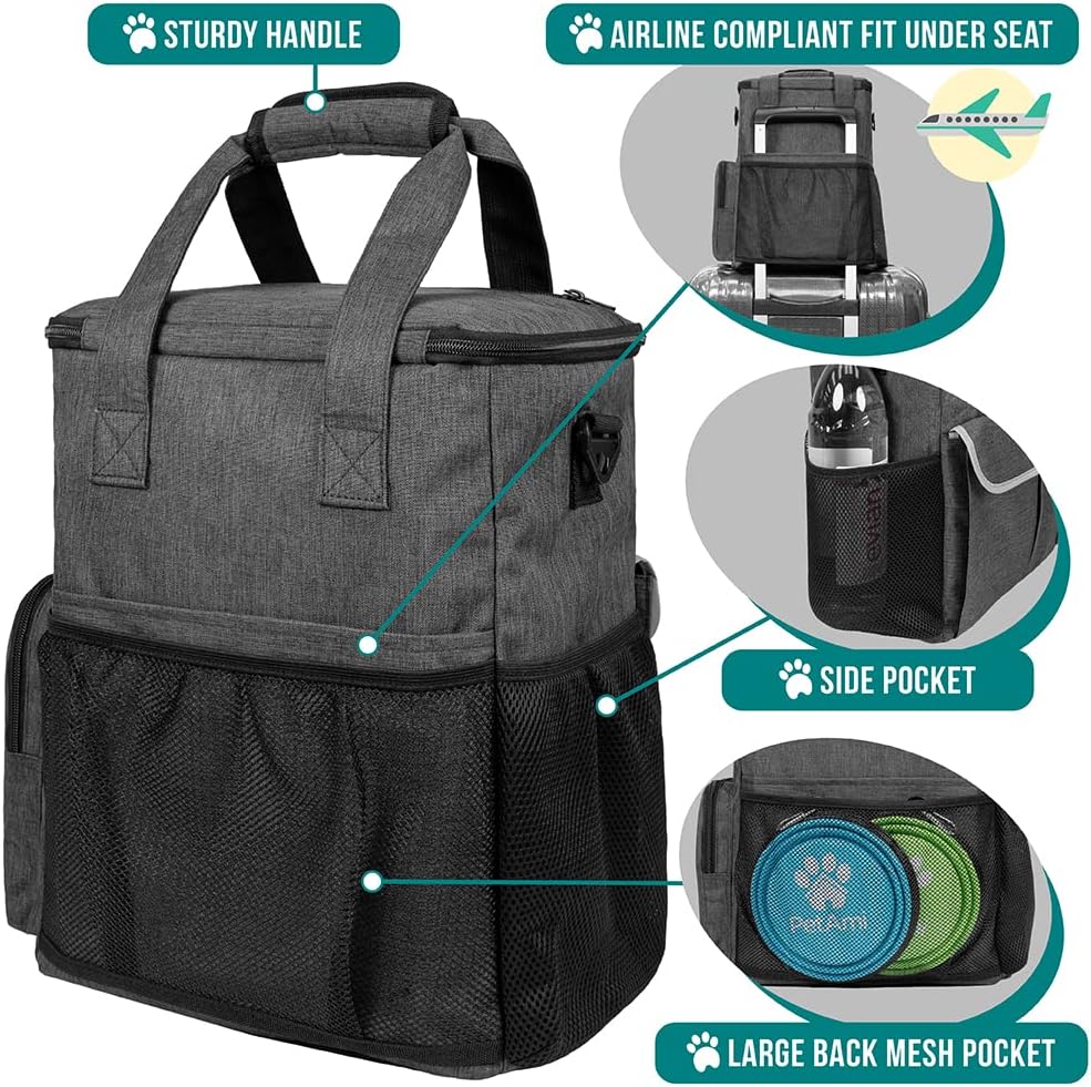 PetAmi Dog Travel Bag Pet Supplies Accessories Organizer for Traveling, Camping, Weekend; Cat Pet