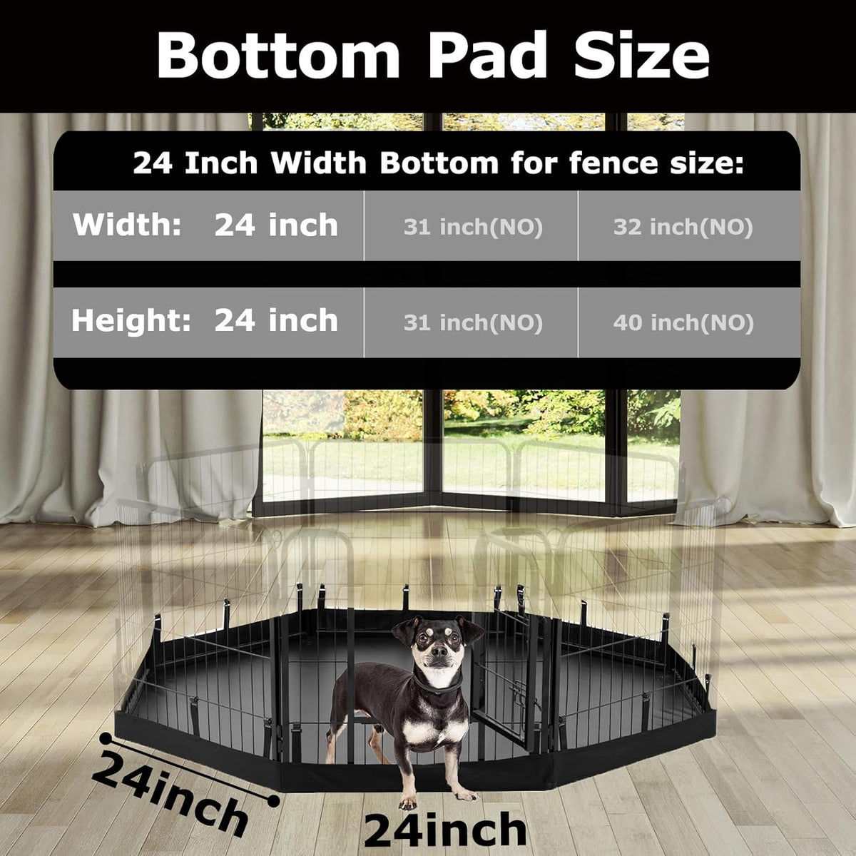 PJYuCien Dog Playpen Bottom Pad, Fits 24 Inch Width 8 Panels Regular Octagon Metal Exercise Pet