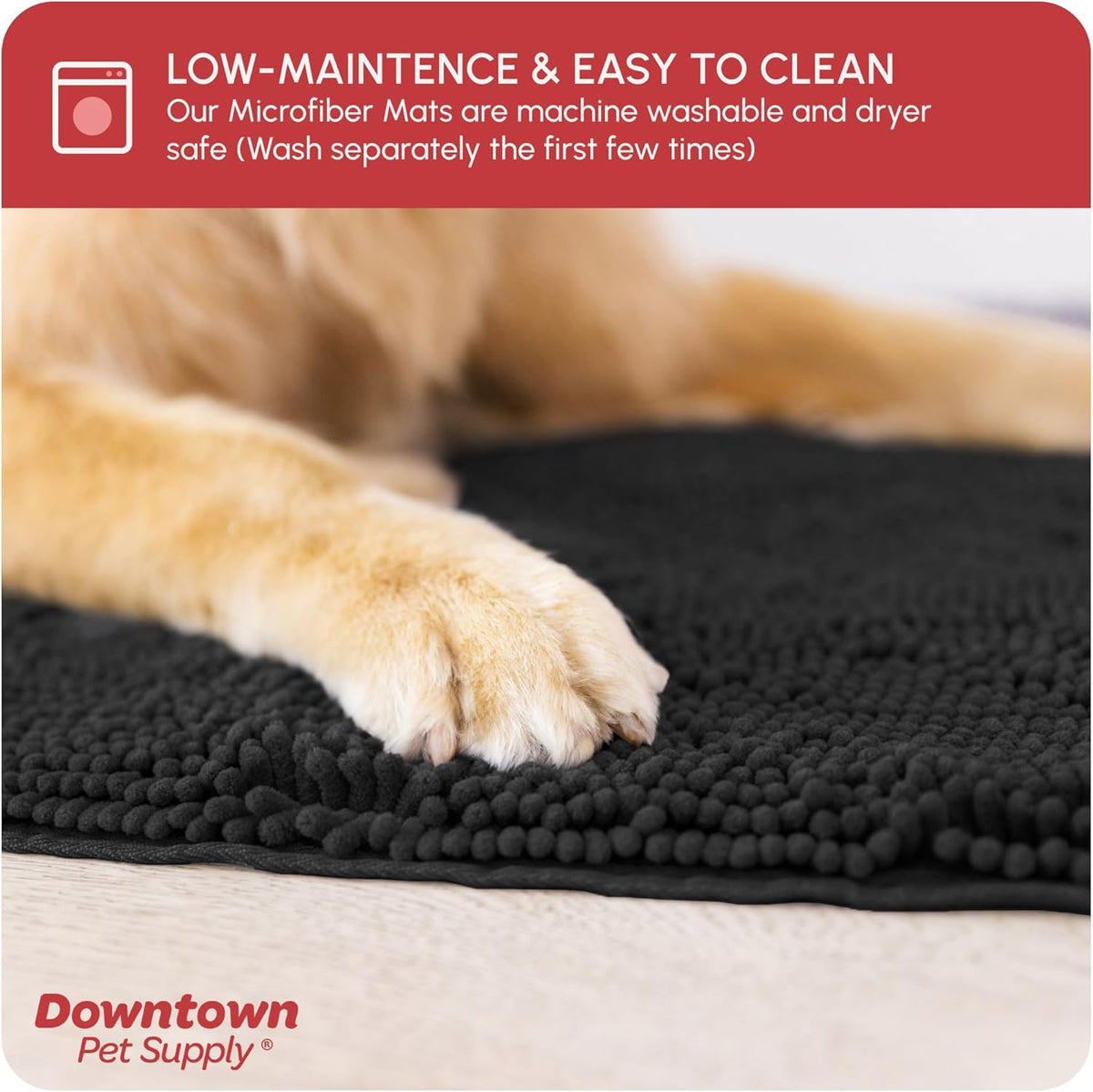 My Doggy Place Microfiber Dog Mat for Muddy Paws, 36" x 26" Black - Absorbent and Quick-Drying Dog