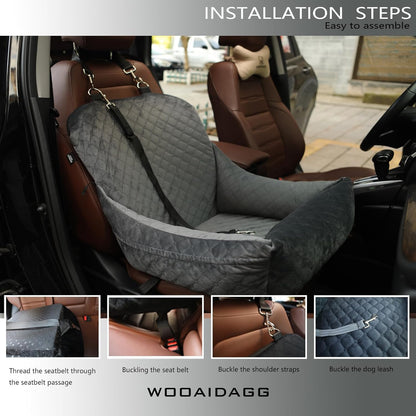 Dog Car Seat,Fully Detachable and Washable Cover,Easy to Assemble,Comfy Cushion Fill in Memory
