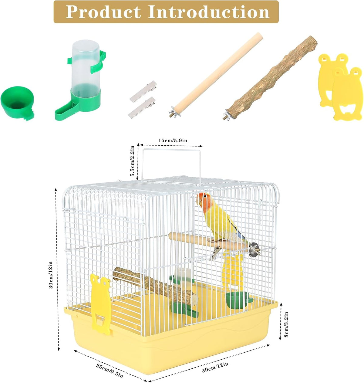 Small Bird Cage, Lightweight for Parakeets, Hanging for Parrot, Travel for Cockatiel, Outdoor