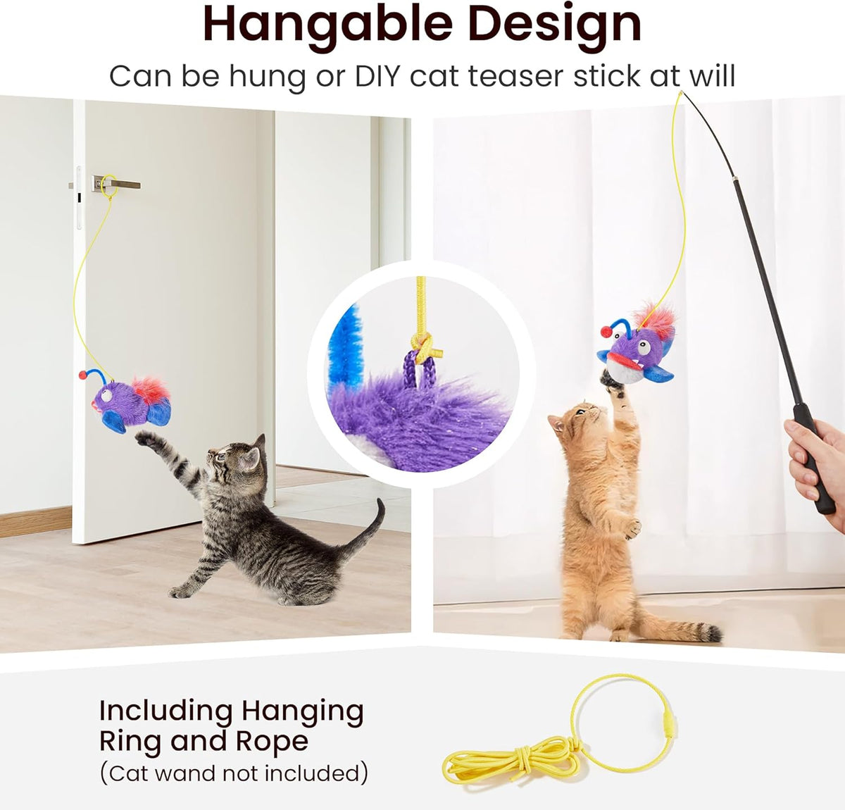 Potaroma Cat Toys Flapping Fish, Interactive Realistic Anglerfish Toy Stuffed with Catnip and