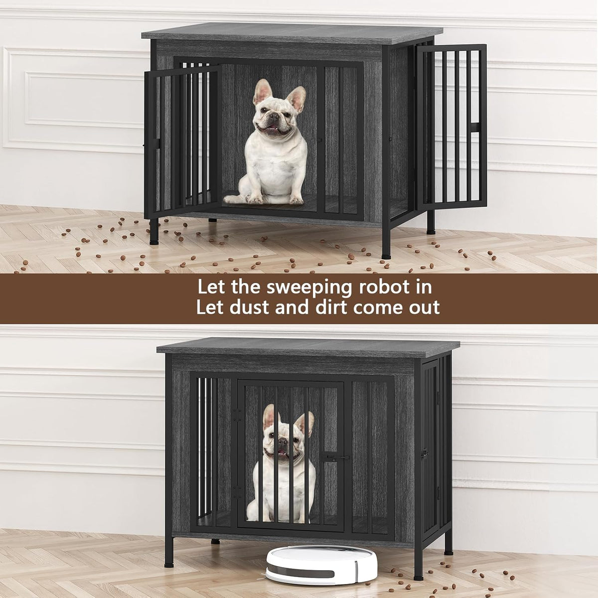 EasyCom 31.5" Small Dog Crate Furniture, Chew-Resistant Dog Crates for Small and Medium Dogs, Dog