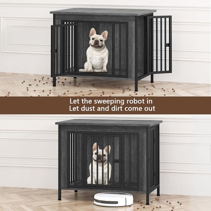 EasyCom 31.5" Small Dog Crate Furniture, Chew-Resistant Dog Crates for Small and Medium Dogs, Dog