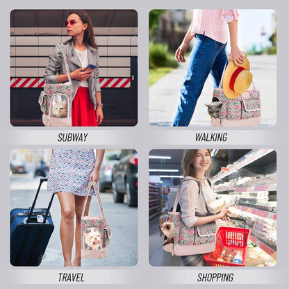 Dog Carrier, Cat Carrier, Pet Carrier, Foldable Waterproof Premium PU Leather Oxford Cloth Dog
