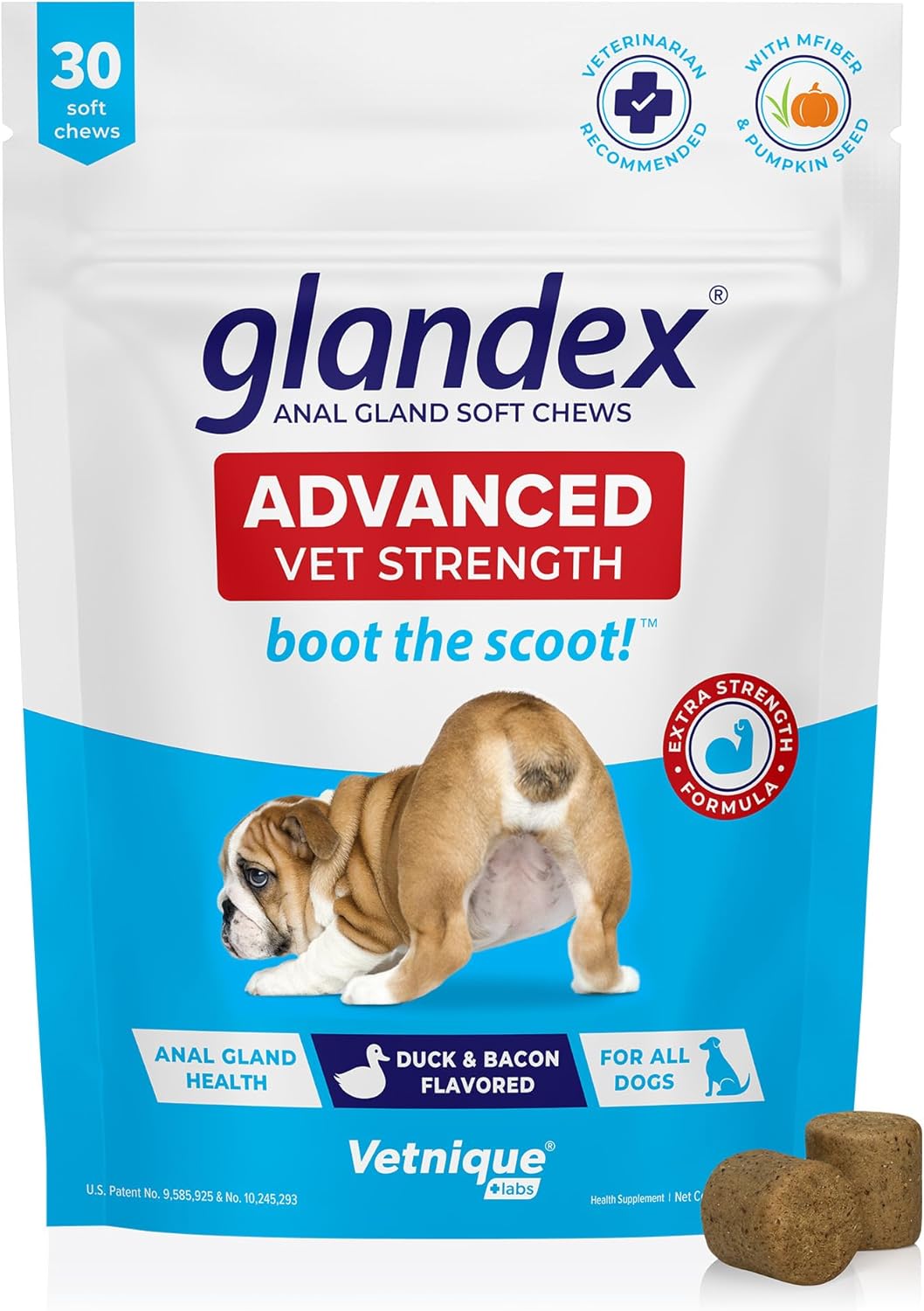 Vetnique Glandex Anal Gland Soft Chew Treats with Pumpkin for Dogs Digestive Enzymes, Probiotics