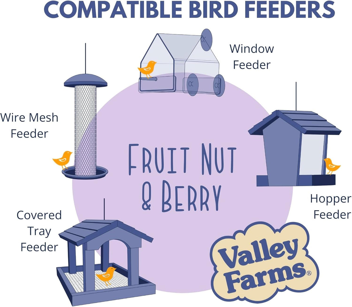 Valley Farms Fruit Nut & Berry 4 LB 2-Pack (8 LB Total) Wild Bird Food for Outside Feeders, Bird