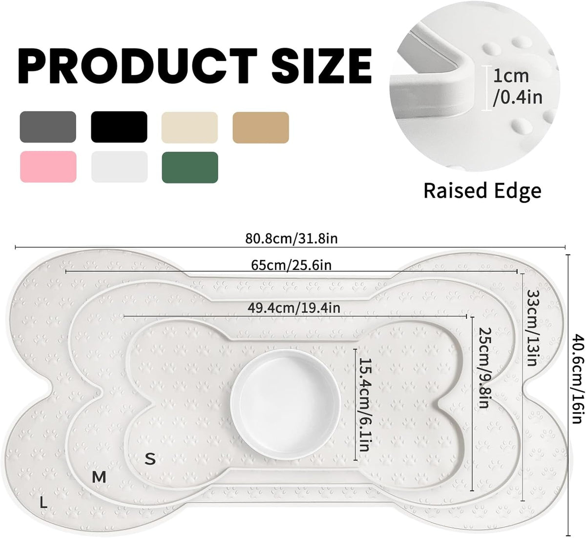 Dog Food Mat Anti-Slip Silicone Dog Bowl Mat Thicker Pet Placemat Waterproof Cat Feeder Pad with