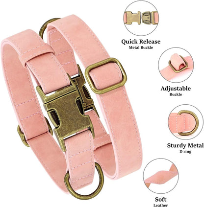 Didog Soft PU Leather Dog Collar, Stylish Quick Released Dog Collars for Small Dogs, Easy Clean