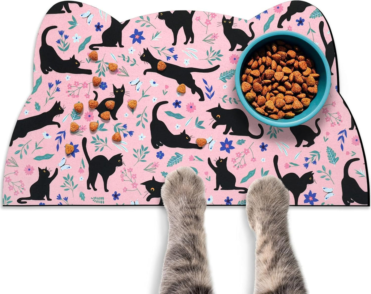 Cat Food Mats for Floor, Dog Water Bowl Mats Pet Feeding Absorbent Placemats for Food and Water