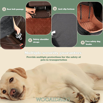 Dog Car Seat for Medium Dogs, Pet Travel Bed with Seat Belt Channel, Fully Detachable and Washable