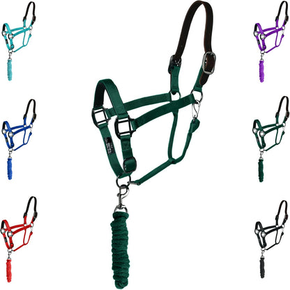 Majestic Ally Leather Halter with Matching Lead Rope for Horses – Leather Breakaway Crown