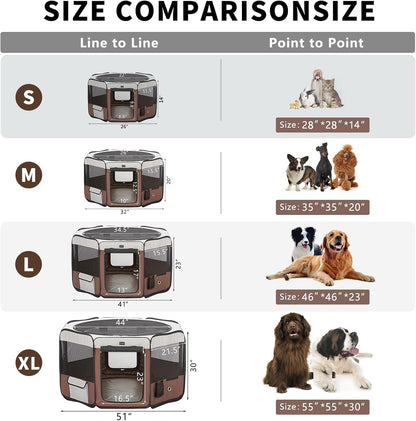 DONORO Dog Playpen 46" Portable Pet Play Pens for Small Medium Dogs, Foldable Exercise Kennel Tent