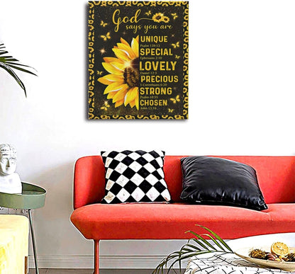Christian Sunflower Bathroom Pictures Wall Art, Bible Verse Bathroom Wall Decor for Bedroom Office