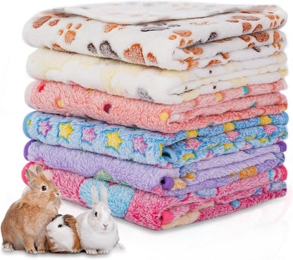 6 Pack Guinea Pig Cage Liner, Washable Guinea Pig Fleece Blankets Beding Accessories, Flannel Throw