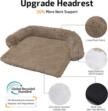 Calming Dog Bed Fluffy Plush Dog Mat for Furniture Protector with Removable Washable Cover for