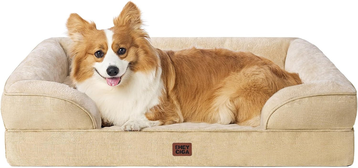EHEYCIGA Orthopedic Dog Beds for Large Dogs, Waterproof Memory Foam Large Dog Bed with Sides