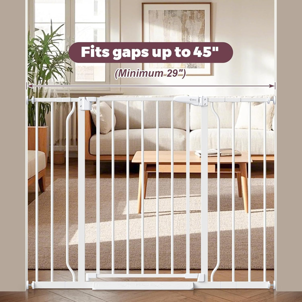 29"-45" Baby Gate for Stairs, Auto Close Stroller Friendly Dog Gate Indoor for Doorways, Pressure