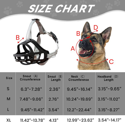 Dog Muzzle, Basket Muzzle for Small Medium Large Dogs, Anti-Biting and Chewing, Lightweight &