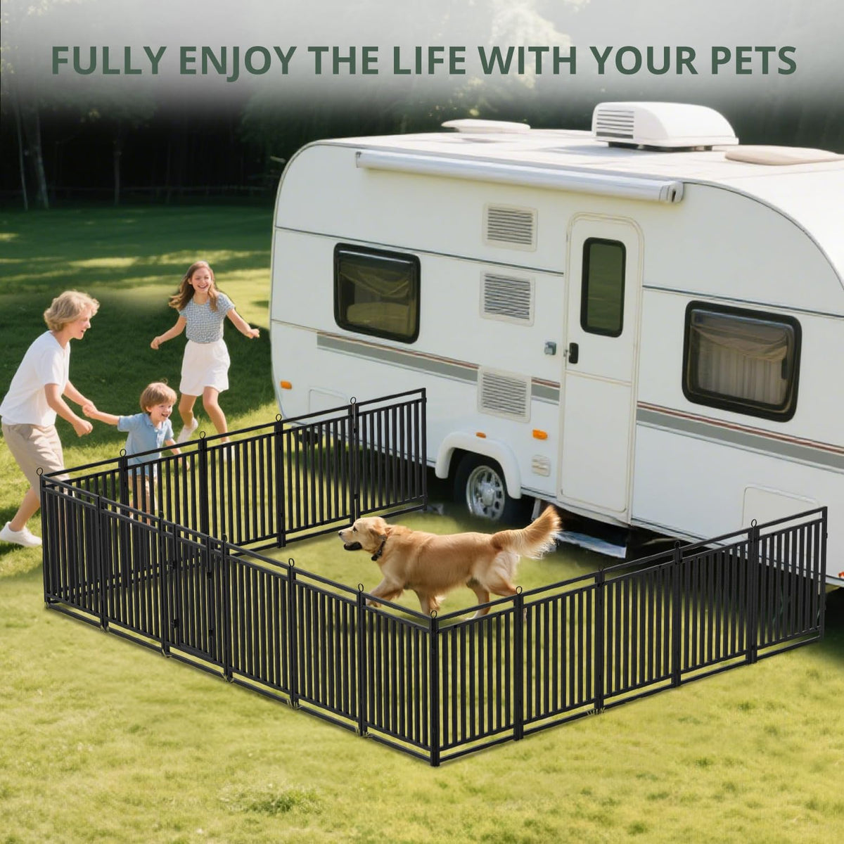 Dog Fence Outdoor Indoor, 40 Inch Height 48 Panels Dog Playpen for Large/Medium/Small Dogs Metal