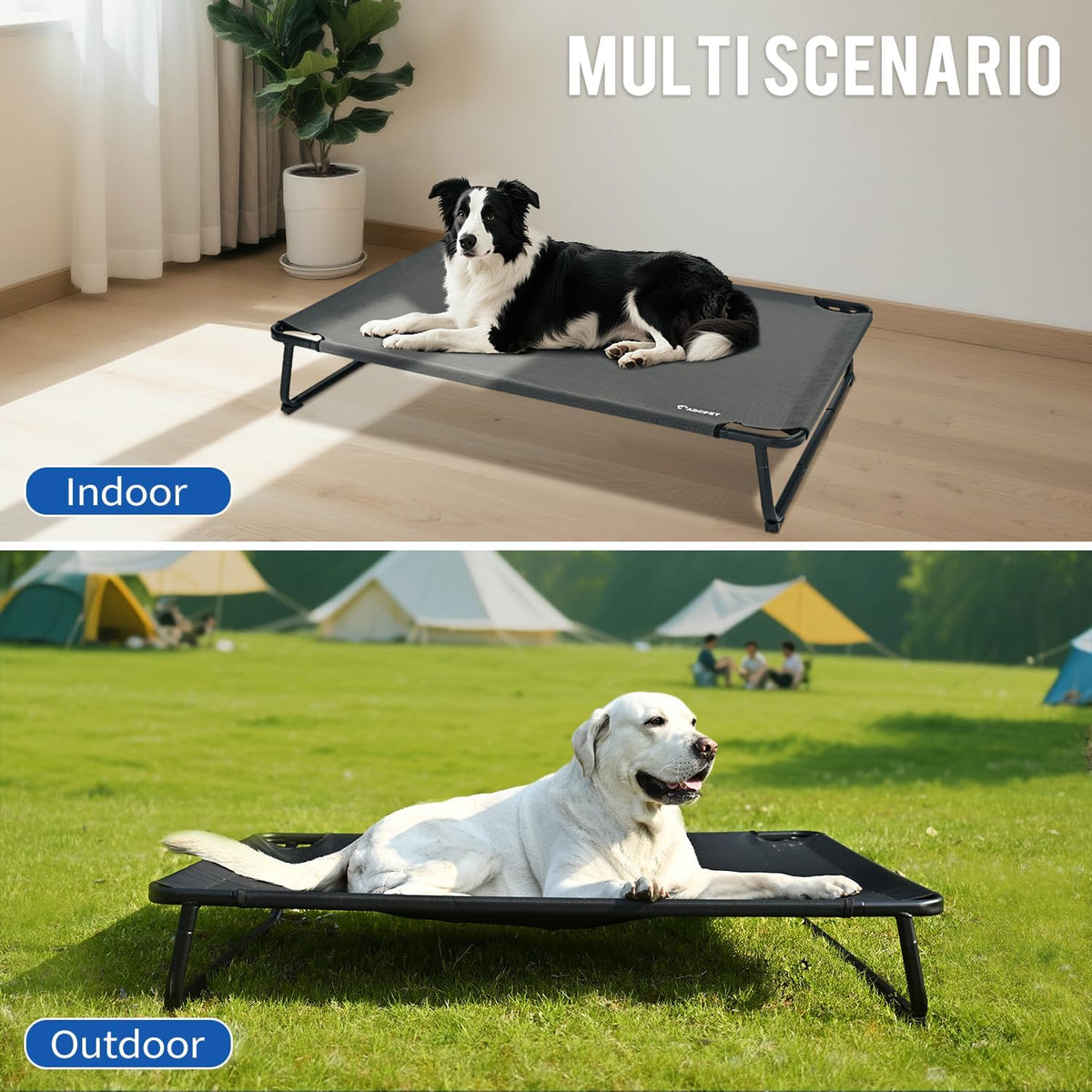 Cooling Elevated Dog Bed, Raised Outdoor Dog Bed Waterproof Pet Beds Cots Stable and Easy Assembly